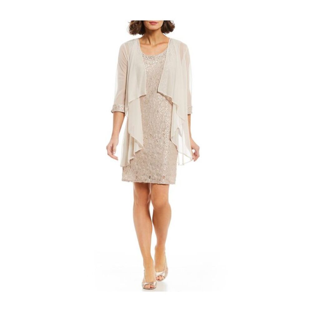 R & M COLLECTION Womens Beige Cuffs Open Front Waterfall Cardigan 14